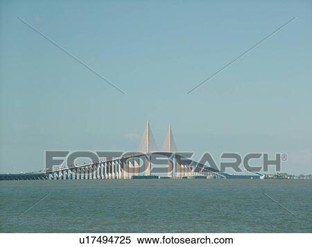 Stock Photography -  St. Petersburg, FL, Florida, Tampa Bay, Sunshine Skyway Bridge, I-275, 15 mile bridge spans lower Tampa Bay. Fotosearch
