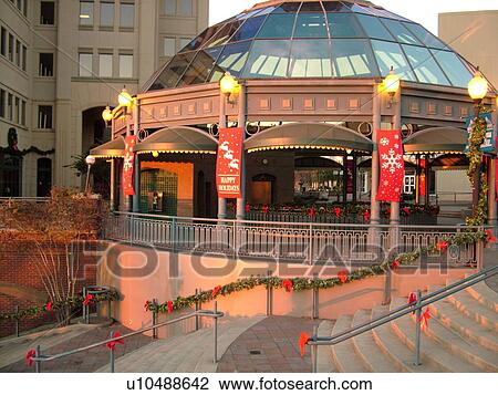 Tallahassee, FL, Florida, downtown, Kleman Plaza decorated for the