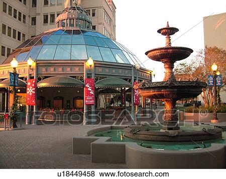 Stock Photo -  Tallahassee, FL, Florida, downtown, Kleman Plaza decorated for the Christmas Holidays. Fotosearch
