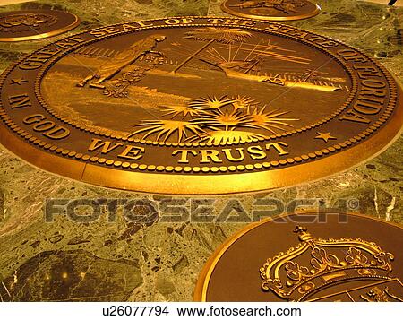 Tallahassee, FL, Florida, New State Capitol, State House, interior, Great Seal of the State of Florida, floor View Large Photo Image Picture - Tallahassee, FL, Florida, New State Capitol, State House, interior, Great Seal of the State of Florida, floor. Fotosearch