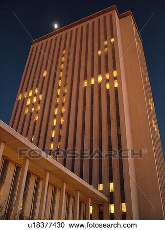 Stock Image -  Tallahassee, FL, Florida, New State Capitol, State House a 22-story tower, evening. Fotosearch