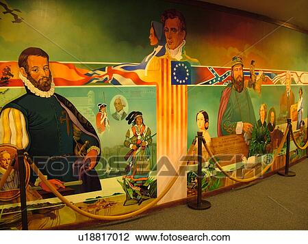 Stock Image -  Tallahassee, FL, Florida, New State Capitol, State House, interior, wall mural of Florida Constitution. Fotosearch