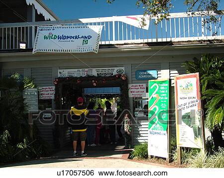 Stock Photograph -  Tampa, FL, Florida, Tampa Bay, Lowry Park Zoo, entrance gate, ticketing. Fotosearch
