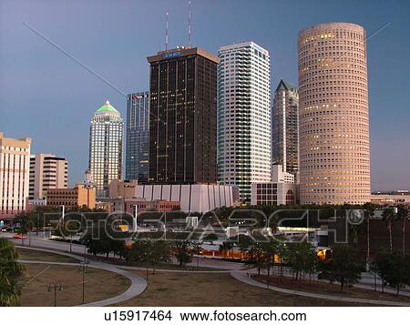 Tampa, FL, Florida, Tampa Bay, downtown skyline, from Curtis Hixon Park View Large Photo Image Picture - Tampa, FL, Florida, Tampa Bay, downtown skyline, from Curtis Hixon Park. Fotosearch