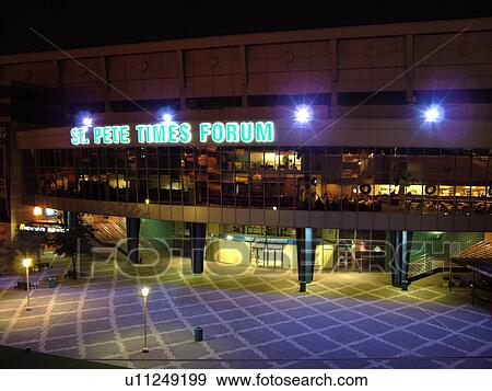 Stock Photo -  Tampa, FL, Florida, Tampa Bay, St. Pete Times Forum, stadium, evening. Fotosearch
