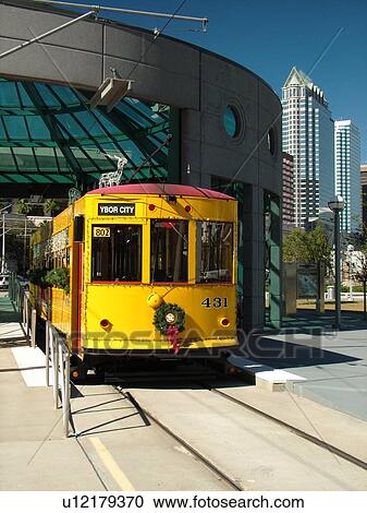 Tampa, FL, Florida, Tampa Bay, downtown, Convention Center, Hillsborough Area Regional Transit, Tampa Bay Streetcar System, Teco Line, yellow streetcar, depot, decorated for the Christmas holidays View Large Photo Image Stock Image - Tampa, FL, Florida, Tampa Bay, downtown, Convention Center, Hillsborough Area Regional Transit, Tampa Bay Streetcar System, Teco Line, yellow streetcar, depot, decorated for the Christmas holidays. Fotosearch
