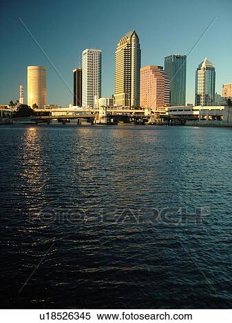 Stock Photography -  Tampa, FL, Florida, Tampa Bay, Garrison Channel, downtown skyline. Fotosearch