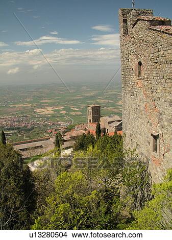 Tuscany, Italy, Cortona, Toscana, Europe, Aerial view of the towns and countryside of Tuscany from the 16th-century Fortezza in the hill town of Cortona. View Large Photo Image Picture - Tuscany, Italy, Cortona, Toscana, Europe, Aerial view of the towns and countryside of Tuscany from the 16th-century Fortezza in the hill town of Cortona.. Fotosearch