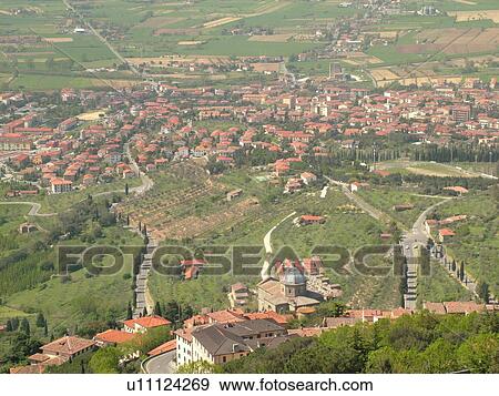Tuscany, Italy, Cortona, Toscana, Europe, Aerial view of the towns and countryside of Tuscany from Chiesa di Santa Margherita in the hill town of Cortona. View Large Photo Image Stock Photo - Tuscany, Italy, Cortona, Toscana, Europe, Aerial view of the towns and countryside of Tuscany from Chiesa di Santa Margherita in the hill town of Cortona.. Fotosearch