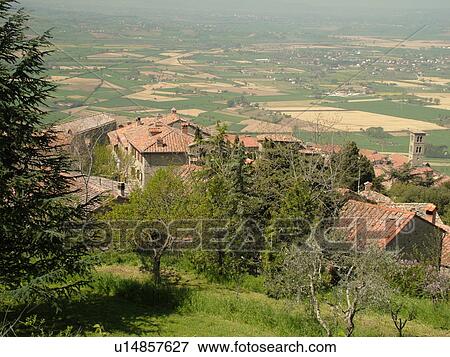 Tuscany, Italy, Cortona, Toscana, Europe, The medieval hill town of Cortona and the countryside of Tuscany. View Large Photo Image Stock Photo - Tuscany, Italy, Cortona, Toscana, Europe, The medieval hill town of Cortona and the countryside of Tuscany.. Fotosearch