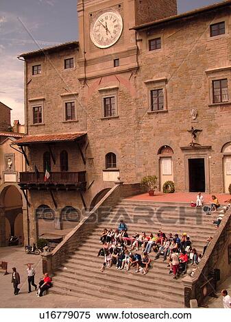 Tuscany, Italy, Cortona, Toscana, Europe, Palazzo Comunale in the hill town Cortona. View Large Photo Image Stock Photography - Tuscany, Italy, Cortona, Toscana, Europe, Palazzo Comunale in the hill town Cortona.. Fotosearch