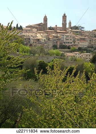 Tuscany, Italy, Montalcino, Toscana, Europe, View of the medieval hilltown of Montalcino. View Large Photo Image Picture - Tuscany, Italy, Montalcino, Toscana, Europe, View of the medieval hilltown of Montalcino.. Fotosearch