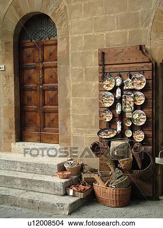 Tuscany, Italy, Pienza, Toscana, Europe, Ceramic pottery and baskets displayed at a local store in the Renaissance town of Pienza. View Large Photo Image Picture - Tuscany, Italy, Pienza, Toscana, Europe, Ceramic pottery and baskets displayed at a local store in the Renaissance town of Pienza.. Fotosearch