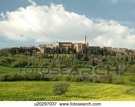 Tuscany, Italy, Pienza, Toscana, Europe, Scenic view of the Renaissance hilltop town of Pienza. View Large Photo Image Stock Photo - Tuscany, Italy, Pienza, Toscana, Europe, Scenic view of the Renaissance hilltop town of Pienza.. Fotosearch