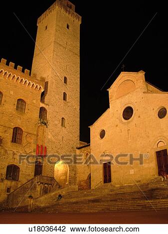 Tuscany, Italy, San Gimignano, Toscana, Europe, Duomo and Torre Grossa in the Piazza Duomo in the medieval town of San Gimignano in the evening. View Large Photo Image Stock Image - Tuscany, Italy, San Gimignano, Toscana, Europe, Duomo and Torre Grossa in the Piazza Duomo in the medieval town of San Gimignano in the evening.. Fotosearch