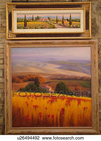 Tuscany, Italy, San Gimignano, Toscana, Europe, Paintings displayed at a local store in the medieval town of San Gimignano. View Large Photo Image Stock Image - Tuscany, Italy, San Gimignano, Toscana, Europe, Paintings displayed at a local store in the medieval town of San Gimignano.. Fotosearch