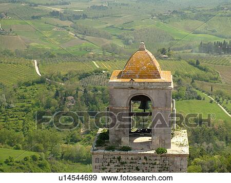 Tuscany, Italy, San Gimignano, Toscana, Europe, Bell tower and countryside from Torre Grossa in the medieval town of San Gimignano. View Large Photo Image Stock Photo - Tuscany, Italy, San Gimignano, Toscana, Europe, Bell tower and countryside from Torre Grossa in the medieval town of San Gimignano.. Fotosearch