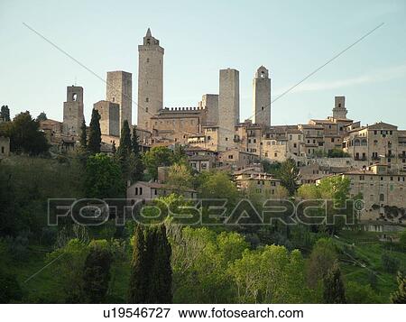 Tuscany, Italy, San Gimignano, Toscana, Europe, Scenic view of the medieval town of San Gimignano in the Chianti Region. View Large Photo Image Stock Photo - Tuscany, Italy, San Gimignano, Toscana, Europe, Scenic view of the medieval town of San Gimignano in the Chianti Region.. Fotosearch