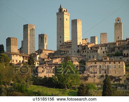 Tuscany, Italy, San Gimignano, Toscana, Europe, Scenic view of the medieval town of San Gimignano in the Chianti Region. View Large Photo Image Stock Photograph -  Tuscany, Italy, San Gimignano, Toscana, Europe, Scenic view of the medieval town of San Gimignano in the Chianti Region.. Fotosearch