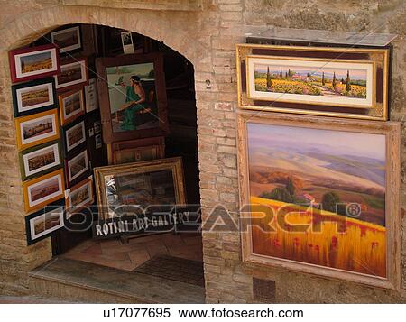 Tuscany, Italy, San Gimignano, Toscana, Europe, Art gallery in the medieval town of San Gimignano. View Large Photo Image Stock Photography - Tuscany, Italy, San Gimignano, Toscana, Europe, Art gallery in the medieval town of San Gimignano.. Fotosearch