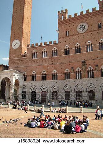 Tuscany, Italy, Siena, Toscana, Europe, The Torre del Mangia and the Palazzo Comunale in the Piazza del Campo in the city of Siena. View Large Photo Image Picture - Tuscany, Italy, Siena, Toscana, Europe, The Torre del Mangia and the Palazzo Comunale in the Piazza del Campo in the city of Siena.. Fotosearch