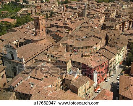 Tuscany, Italy, Siena, Toscana, Europe, Aerial view of the city of Siena from Torre del Mangia. View Large Photo Image Stock Photo - Tuscany, Italy, Siena, Toscana, Europe, Aerial view of the city of Siena from Torre del Mangia.. Fotosearch