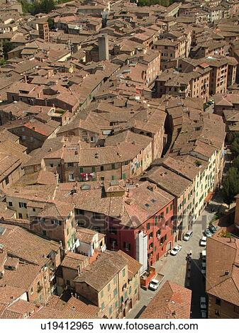 Tuscany, Italy, Siena, Toscana, Europe, Aerial view of the city of Siena from Torre del Mangia. View Large Photo Image Stock Photography - Tuscany, Italy, Siena, Toscana, Europe, Aerial view of the city of Siena from Torre del Mangia.. Fotosearch