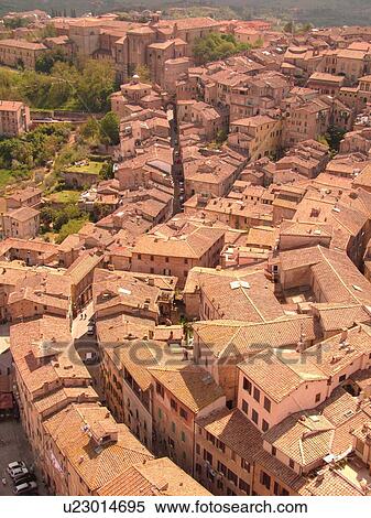 Tuscany, Italy, Siena, Toscana, Europe, Aerial view of the city of Siena from Torre del Mangia. View Large Photo Image Stock Photography - Tuscany, Italy, Siena, Toscana, Europe, Aerial view of the city of Siena from Torre del Mangia.. Fotosearch