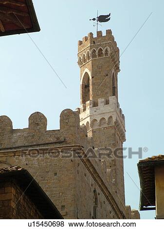 Stock Photo -  Tuscany, Italy, Volterra, Toscana, Europe, Palazzo dei Priori in the medieval hill town of Volterra.. Fotosearch