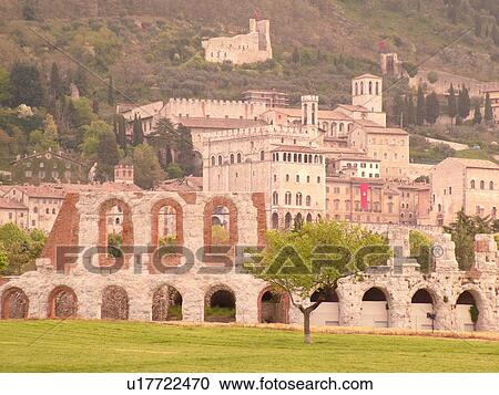 Umbria, Italy, Gubbio, Europe, Scenic view of the medieval town of Gubbio. View Large Photo Image Stock Image - Umbria, Italy, Gubbio, Europe, Scenic view of the medieval town of Gubbio.. Fotosearch