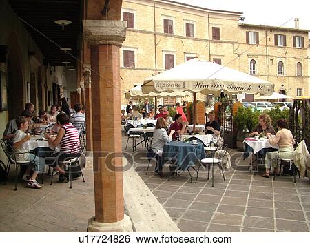Umbria, Italy, Montefalco, Europe, Outdoor cafT in the piazza in downtown Montefalco. View Large Photo Image Stock Photograph - Umbria, Italy, Montefalco, Europe, Outdoor cafT in the piazza in downtown Montefalco.. Fotosearch