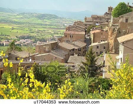 Stock Image -  Umbria, Italy, Orvieto, Europe, Medieval walled hill town of Orvieto.. Fotosearch