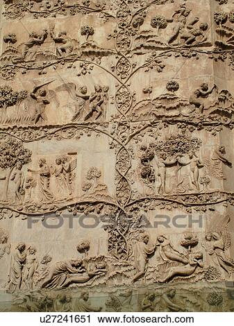 Umbria, Italy, Orvieto, Europe, 14th-century bas-relief carvings of scriptural scenes on the fatade of The Cathedral in the medieval town of Orvieto. View Large Photo Image Stock Image - Umbria, Italy, Orvieto, Europe, 14th-century bas-relief carvings of scriptural scenes on the fatade of The Cathedral in the medieval town of Orvieto.. Fotosearch