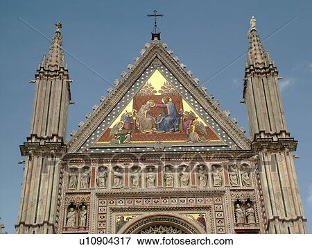 Umbria, Italy, Orvieto, Europe, Colorful mosaic and sculpture on the fatade of The Cathedral in the medieval town of Orvieto. View Large Photo Image Stock Photo - Umbria, Italy, Orvieto, Europe, Colorful mosaic and sculpture on the fatade of The Cathedral in the medieval town of Orvieto.. Fotosearch