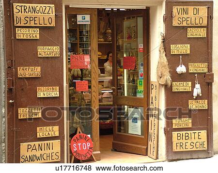 Umbria, Italy, Spello, Europe, Specialty shop in Piazza della Republlica in the medieval town of Spello. View Large Photo Image Stock Photo - Umbria, Italy, Spello, Europe, Specialty shop in Piazza della Republlica in the medieval town of Spello.. Fotosearch