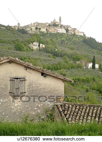 Umbria, Italy, Trevi, Europe, Scenic view of the hilltop medieval town of Trevi. View Large Photo Image Stock Image - Umbria, Italy, Trevi, Europe, Scenic view of the hilltop medieval town of Trevi.. Fotosearch