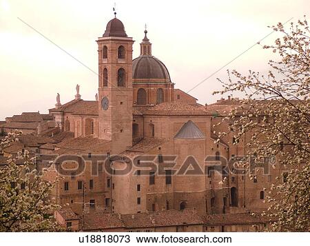 Urbino, Italy, Marche, Europe, Scenic view of the medieval hill town of Urbino. View Large Photo Image Stock Image - Urbino, Italy, Marche, Europe, Scenic view of the medieval hill town of Urbino.. Fotosearch