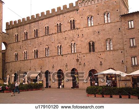 Stock Image -  Volterra, Tuscany, Italy, Toscana, Europe, Palazzo dei Priori in the Piazza dei Priori in the medieval hill town of Volterra.. Fotosearch
