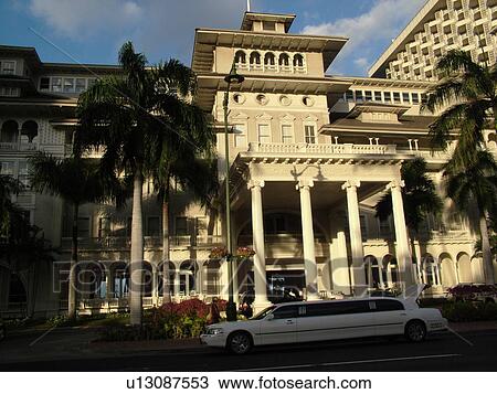 Waikiki, Honolulu, Oahu, HI, Hawaii, Sheraton Moana Surfrider Hotel ca. 1901, First Lady of Waikiki, stretch limousine View Large Photo Image Stock Image - Waikiki, Honolulu, Oahu, HI, Hawaii, Sheraton Moana Surfrider Hotel ca. 1901, First Lady of Waikiki, stretch limousine. Fotosearch