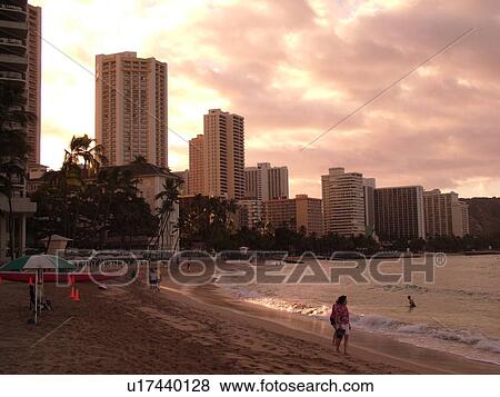 Waikiki, Honolulu, Oahu, HI, Hawaii, Waikiki Beach, skyline, beachfront, morning View Large Photo Image Stock Photo - Waikiki, Honolulu, Oahu, HI, Hawaii, Waikiki Beach, skyline, beachfront, morning. Fotosearch
