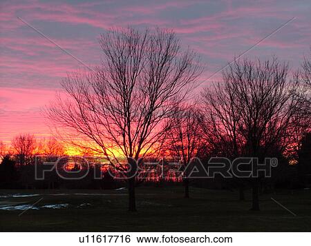 Stock Photograph -  West Chester, PA, Pennsylvania, sunset, silhouette. Fotosearch