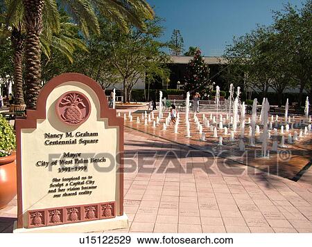 West Palm Beach, FL, Florida, downtown, Nancy M. Graham Centennial Square, dancing fountain View Large Photo Image Stock Photo - West Palm Beach, FL, Florida, downtown, Nancy M. Graham Centennial Square, dancing fountain. Fotosearch
