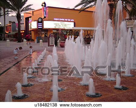 West Palm Beach, FL, Florida, downtown, Nancy M. Graham Centennial Square, dancing fountain, Cuillo Centre for the Arts View Large Photo Image Stock Photo - West Palm Beach, FL, Florida, downtown, Nancy M. Graham Centennial Square, dancing fountain, Cuillo Centre for the Arts. Fotosearch