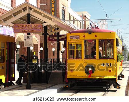 Ybor City, FL, Florida, Tampa, Tampa Bay, Hillsborough Area Regional Transit, Tampa Bay Streetcar System, Teco Line, yellow streetcar View Large Photo Image Stock Image - Ybor City, FL, Florida, Tampa, Tampa Bay, Hillsborough Area Regional Transit, Tampa Bay Streetcar System, Teco Line, yellow streetcar. Fotosearch