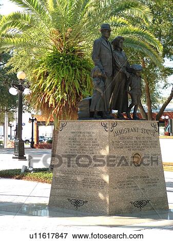 Stock Photo -  Ybor City, FL, Florida, Tampa, Tampa Bay, Ybor Centennial Park, Immigrant Statue. Fotosearch
