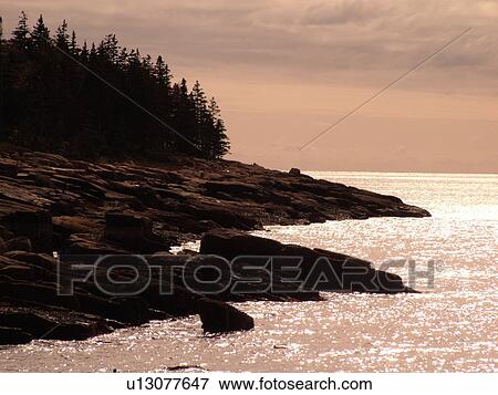 Stock Photo -  Acadia National Park, ME, Maine, Mount Desert Island, Atlantic Ocean, Frenchman Bay, Schoodic Peninsula. Fotosearch