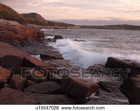Stock Photo -  Acadia National Park, ME, Maine, Atlantic Ocean, Mount Desert Island, Otter Point, scenic coastline. Fotosearch