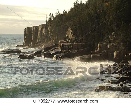 Stock Photo -  Acadia National Park, ME, Maine, Atlantic Ocean, Mount Desert Island, Otter Point, scenic coastline. Fotosearch