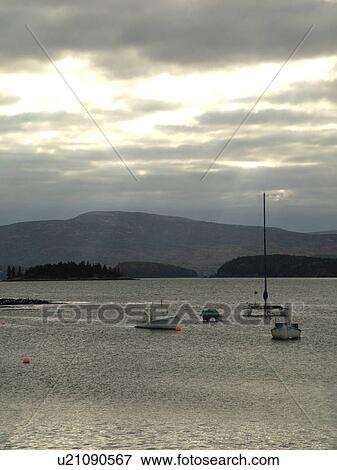 Acadia National Park, ME, Maine, Atlantic Ocean, Mount Desert Island, Frenchman Bay, lobster boats View Large Photo Image Stock Photo - Acadia National Park, ME, Maine, Atlantic Ocean, Mount Desert Island, Frenchman Bay, lobster boats. Fotosearch