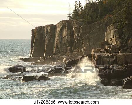 Stock Photograph -  Acadia National Park, ME, Maine, Atlantic Ocean, Mount Desert Island, Otter Point, scenic coastline. Fotosearch